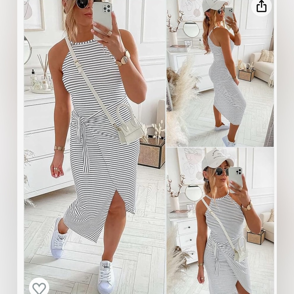 Casual Striped Tank midi dress
